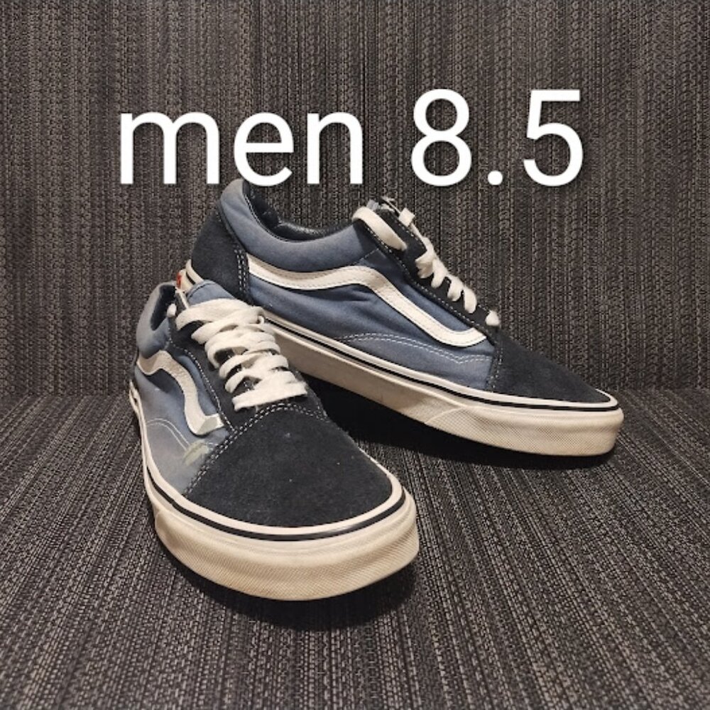 Vans Mens 8.5 Off The Wall Shoe Women 10 Old Skool Sneaker Blue Suede Low Top